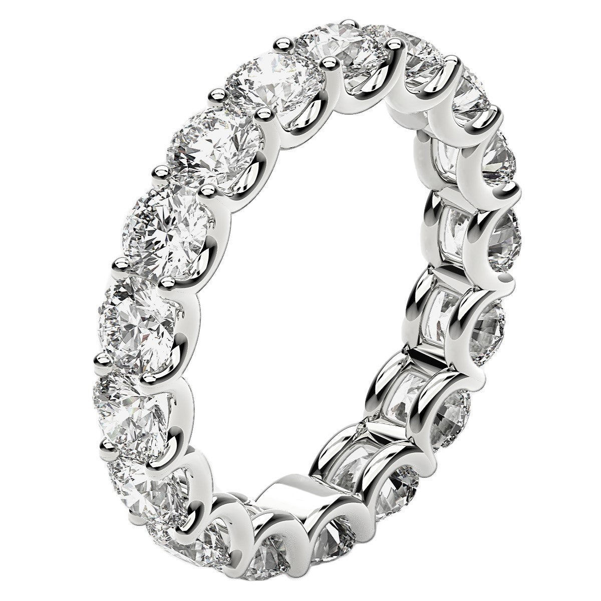 Round Cut Lab Grown Diamond Eternity Ring in 14k White Gold (3 cttw FG/VS2)