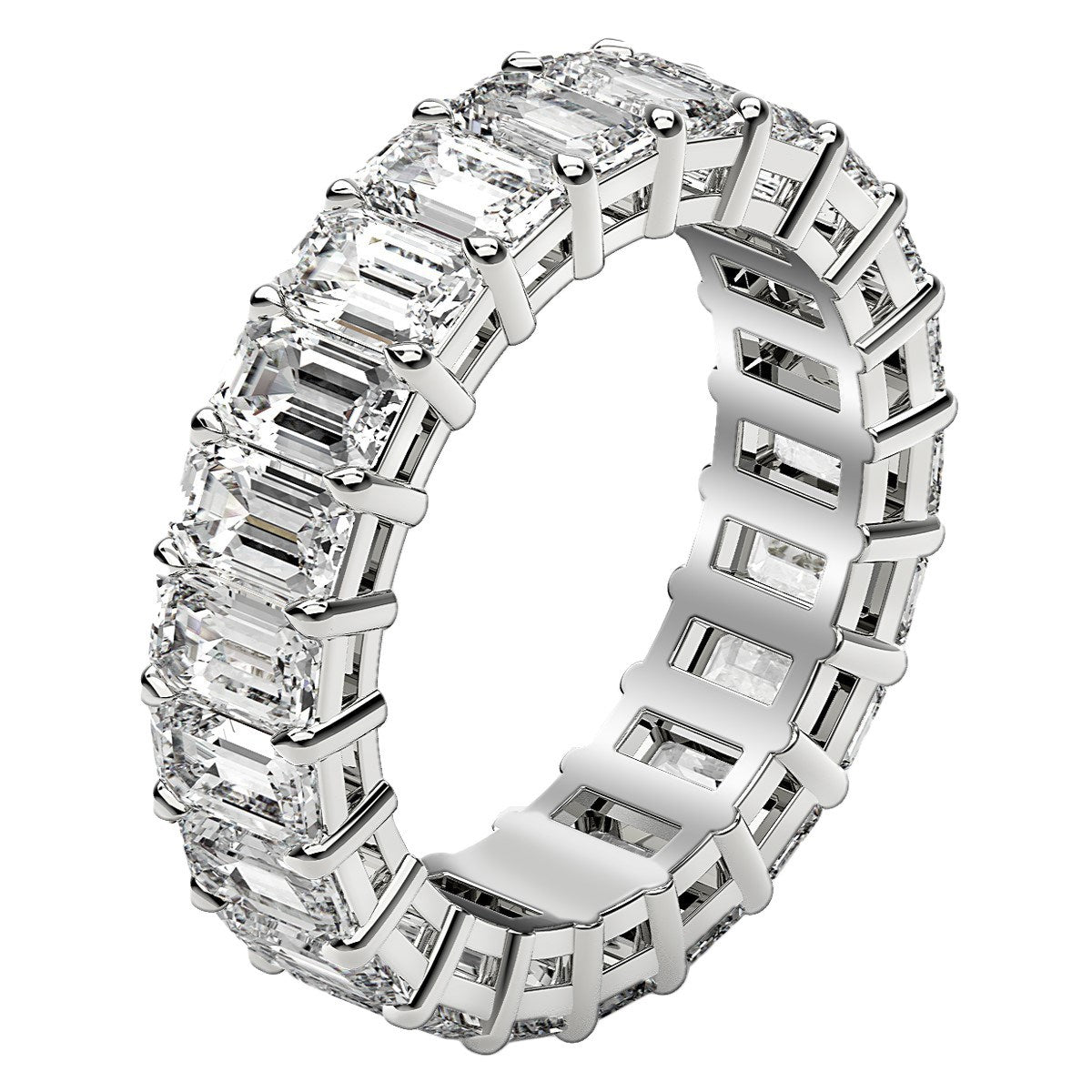 Emerald Cut Lab Grown Diamond Eternity Ring in 14k White Gold (6 cttw FG/VS2)